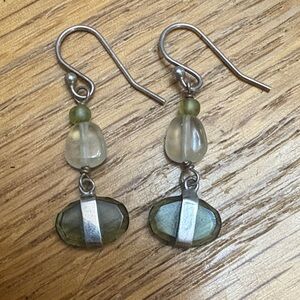 Elegant Silver and Green Dangle Earrings